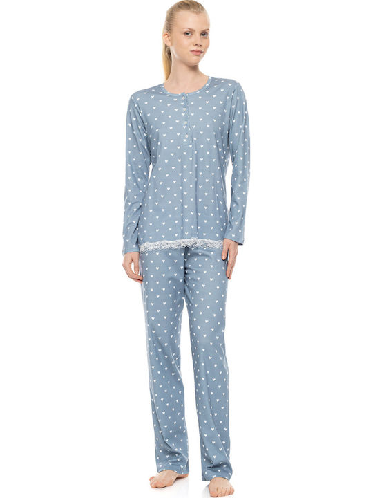 Pink Label Winter Women's Pyjamas Set Stone Blue