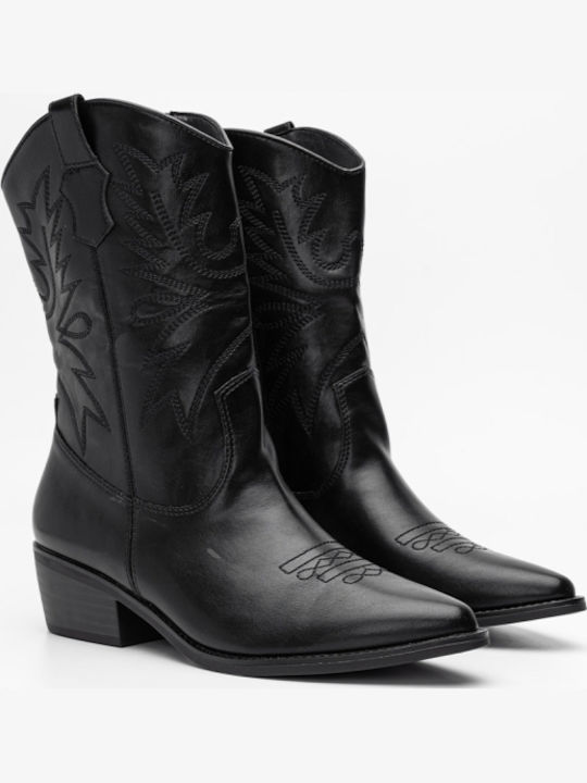 Damen Cowboy Stiefeletten Schwarz
