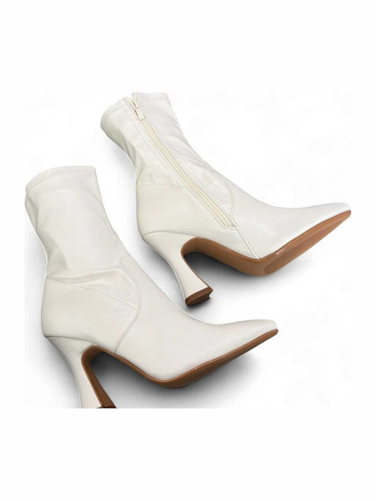 Stiefeletten Damen mit Hohem Absatz Beiges