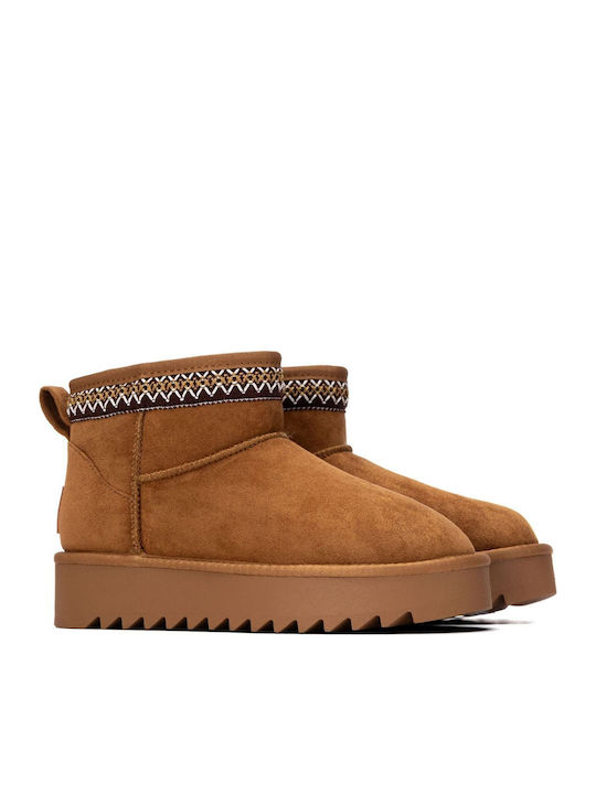 Women's Ankle Boots with Fur Brown