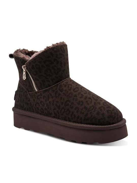 Suede Women's Ankle Boots Brown