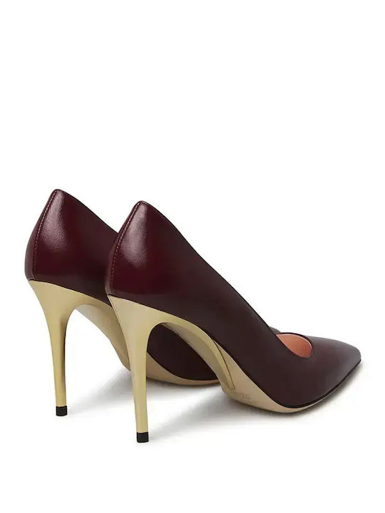 Leder Spitze Zehe Pumps Lila