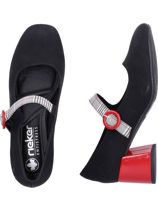 Leder Pumps Mit Mittelhohem Absatz Schwarz