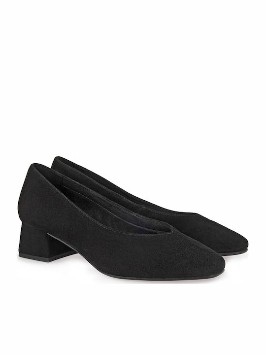 Wildleder Pumps mit niedrigem Absatz Schwarz