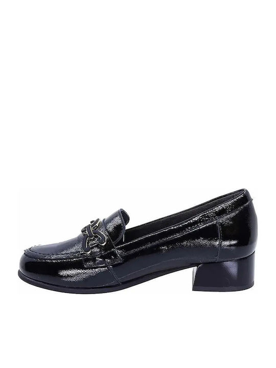 Leder Damen Mokassins in Schwarz Farbe