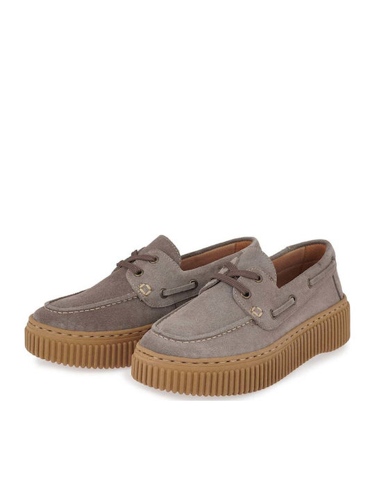 Suede Women's Moccasins In Brown Color