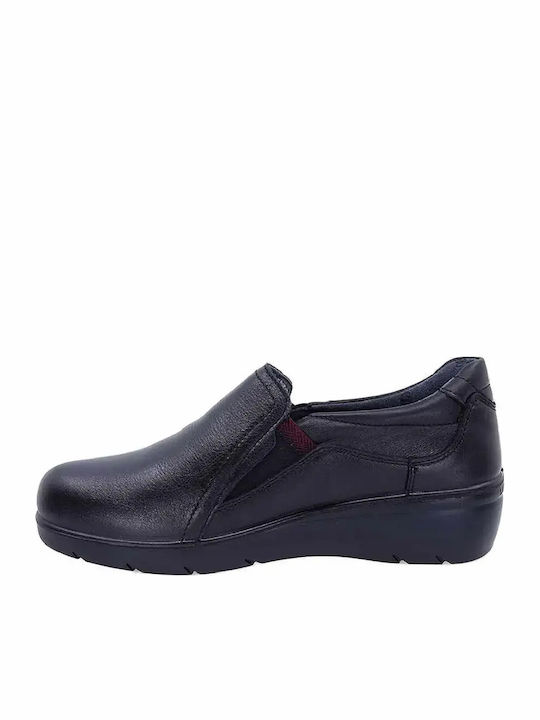Leder Damen Mokassins in Schwarz Farbe