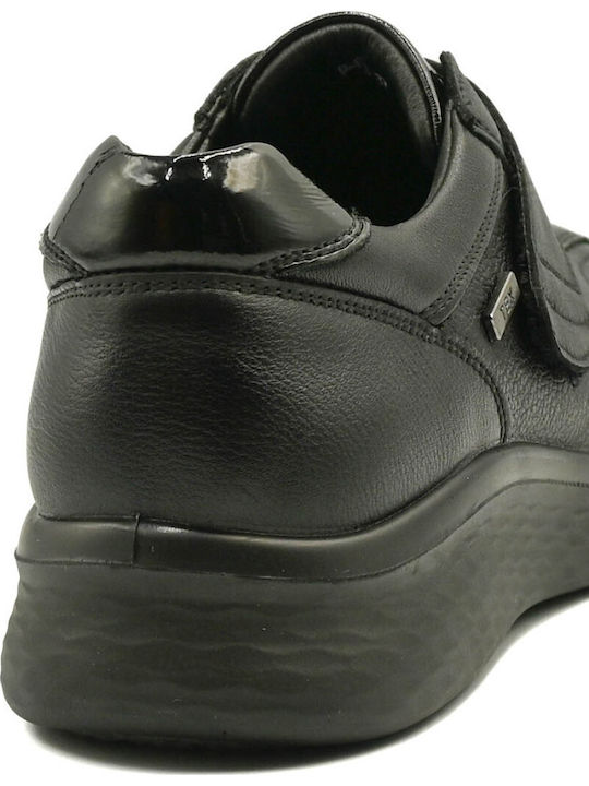 Leather Women's Loafers In Black Color
