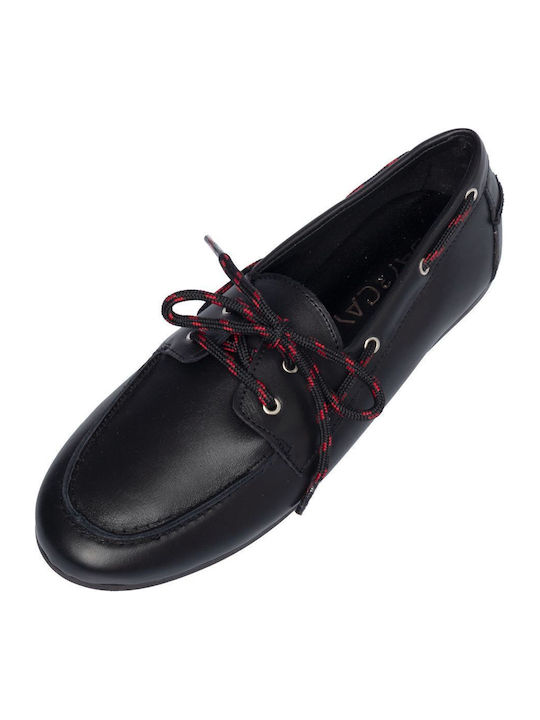 Leather Women's Boat Shoes in Black Colour