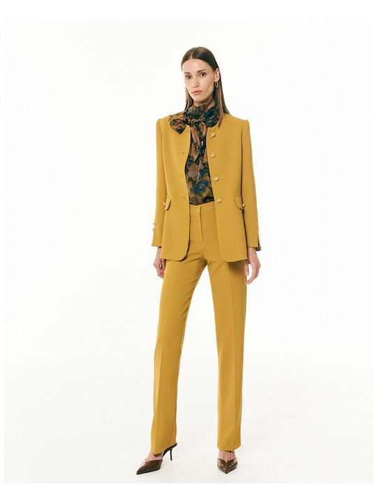 Women's Mustard Crepe Trousers