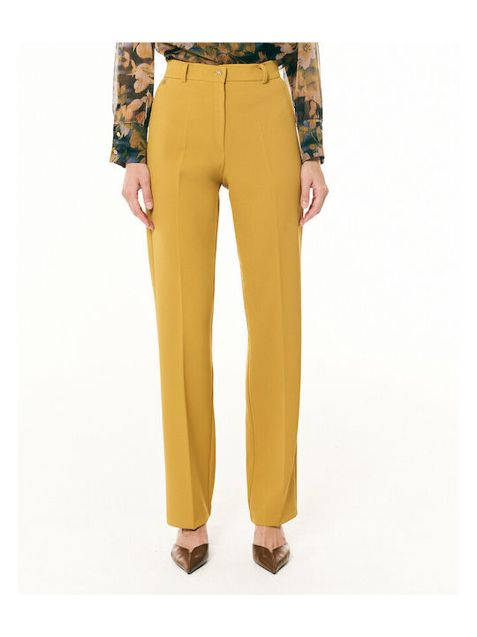Women's Mustard Crepe Trousers