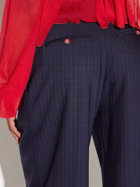 Women's Palazzo Fit Striped Blue Pantaloons