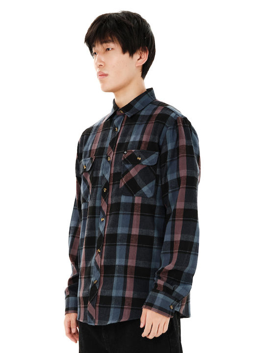 Emerson Дълъг Ръкав Фланелена Риза в Стандартна Кройка Каре Син