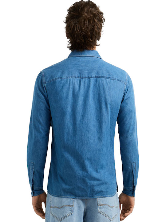 Long Sleeve Denim Shirt Narrow Fit Denim