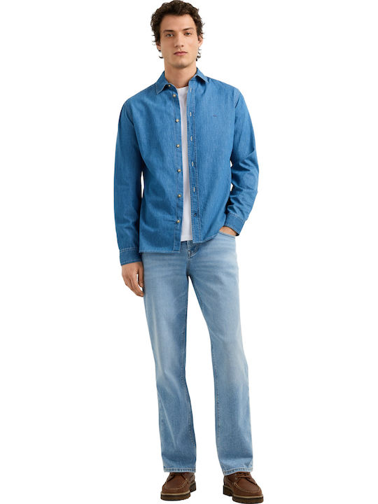 Long Sleeve Denim Shirt Narrow Fit Denim