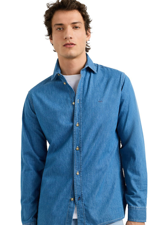 Long Sleeve Denim Shirt Narrow Fit Denim