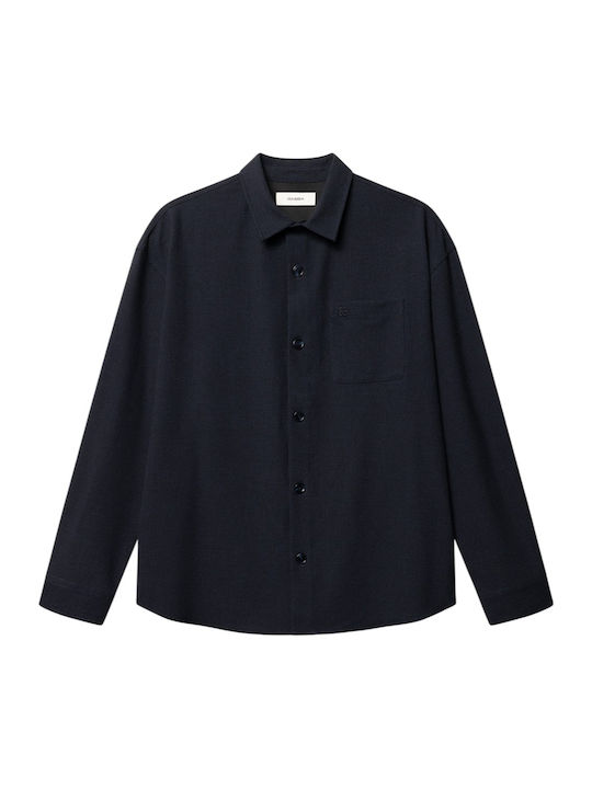 Overshirt с Дълъг Ръкав в Прекалено Голяма Кройка Син