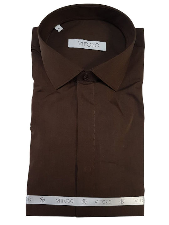 Vittorio Artist Риза Slim Fit Кафява