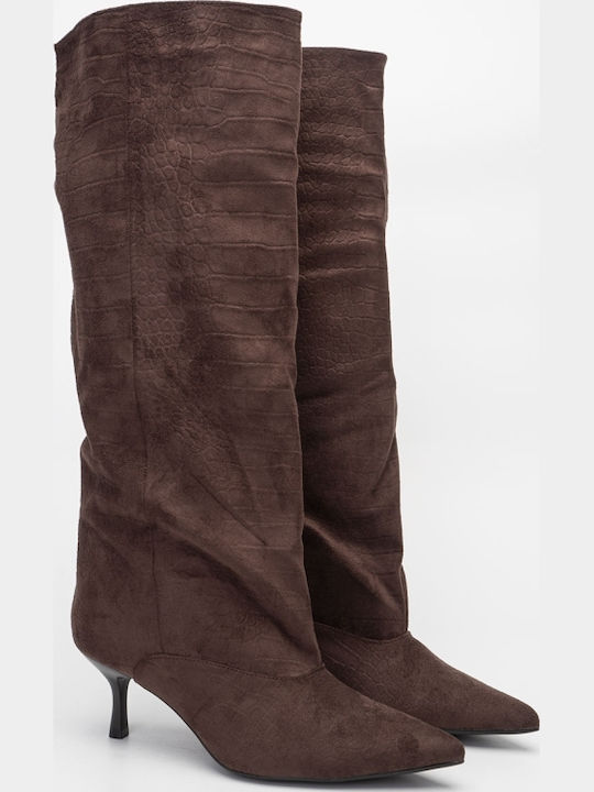 Wildleder Damenstiefel Braun Über dem Knie