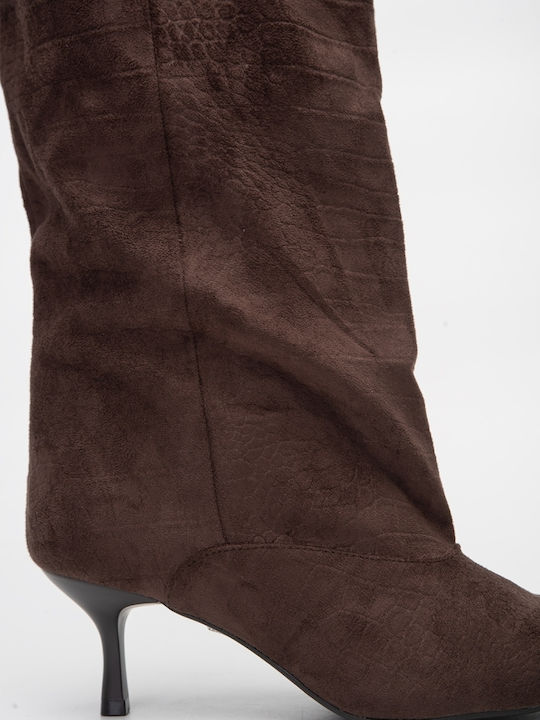 Wildleder Damenstiefel Braun Über dem Knie