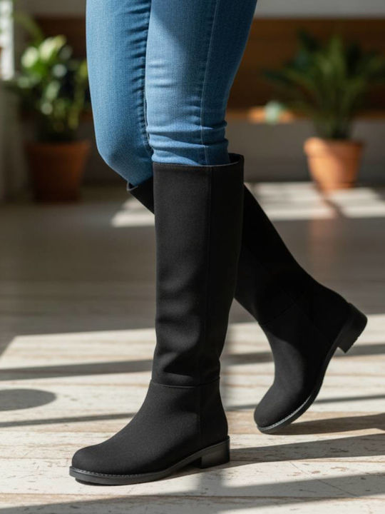 Wildleder Damenstiefel Schwarz H2691_4E3B