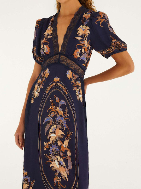 Καλοκαιρινό Maxi Σεμιζιέ Φόρεμα Navy Blue