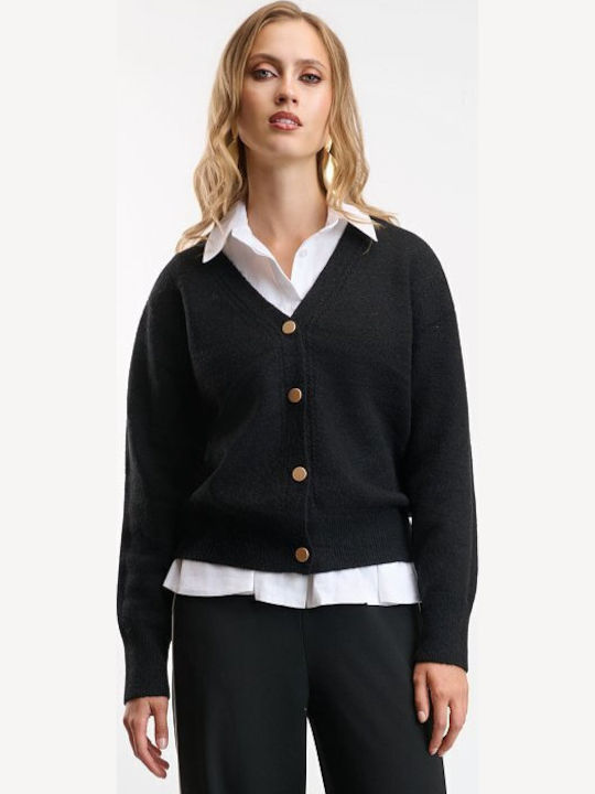 Women's Knitted Cardigan with Buttons Black