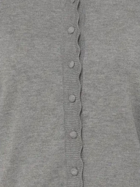 Long Women's Knitted Cardigan with Buttons Grey