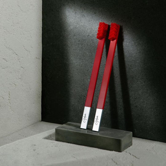 Apriori Slim Carmine Rote Silber Manuelle Zahnbürste Mittel