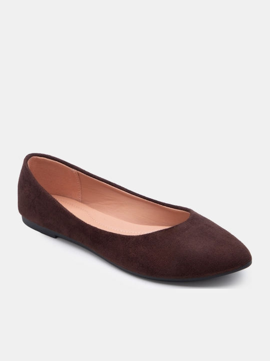 Women's Pointed Toe Brown Ballerina Shoes
