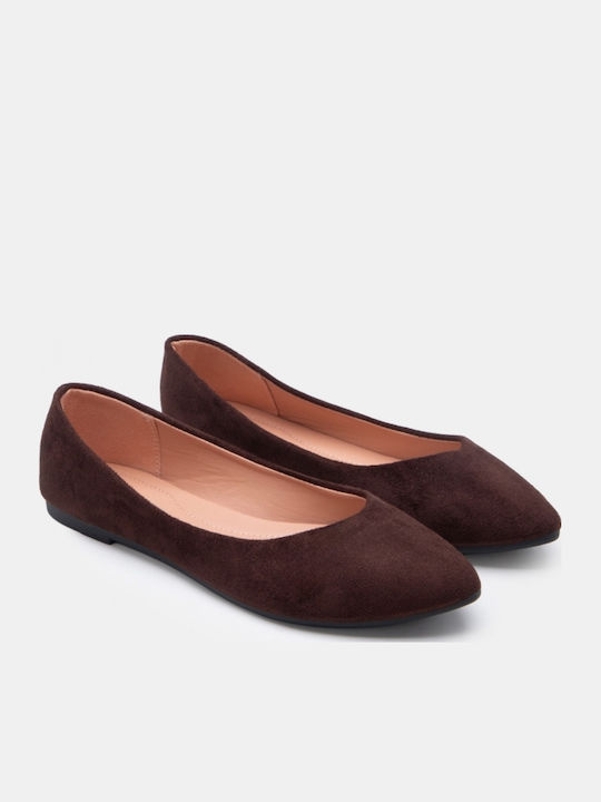 Women's Pointed Toe Brown Ballerina Shoes