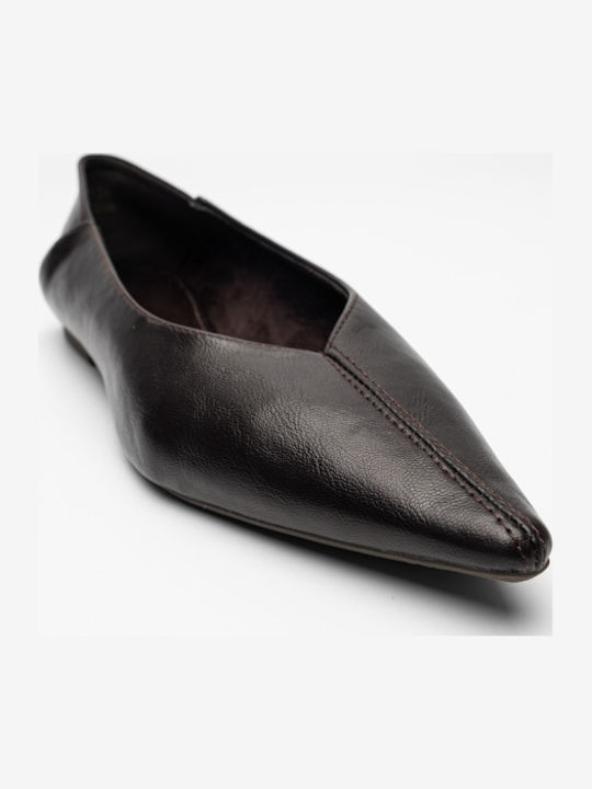 Damen Ballerinas Spitz zulaufend Braune