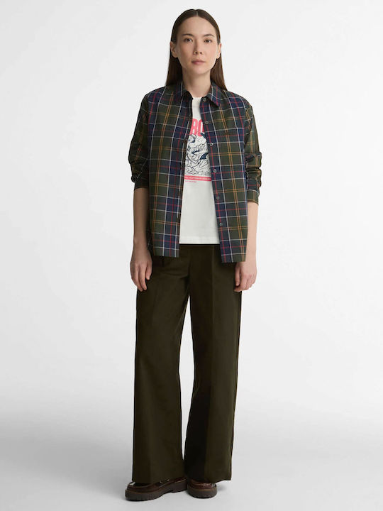 Long Sleeve Women's Shirt Sage Checked