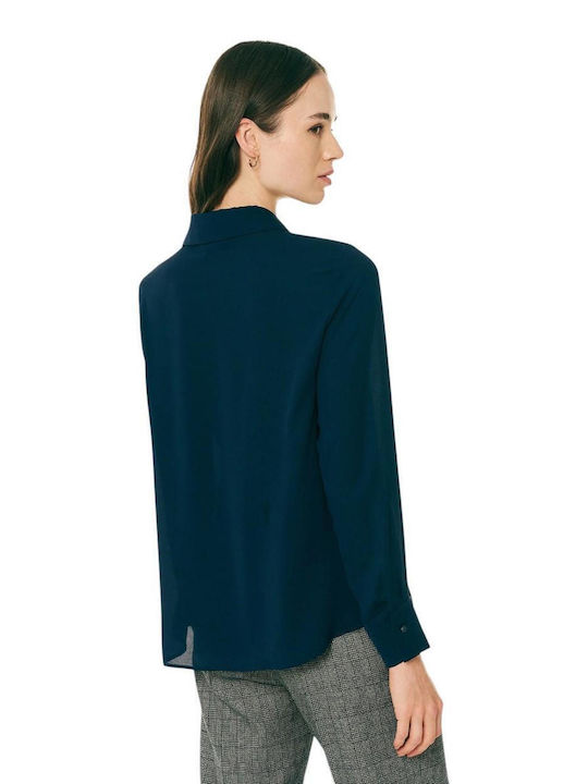 Langärmeliges Damenhemden Blau