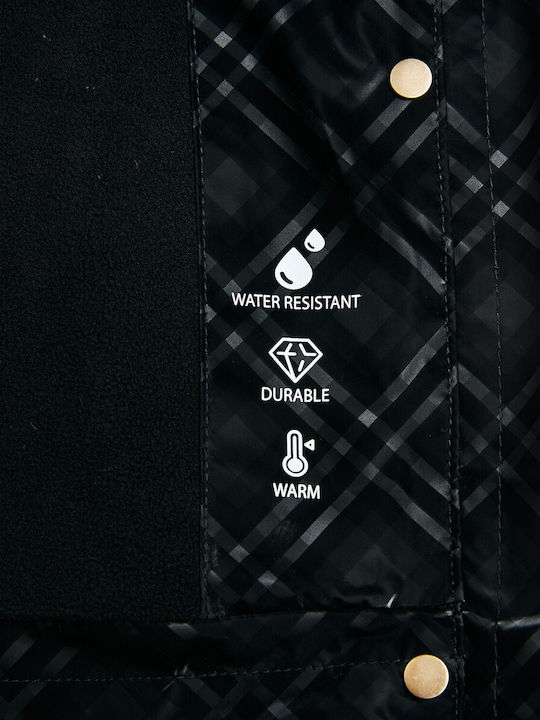 Waterproof Kids Casual Short Jacket with Lining Black