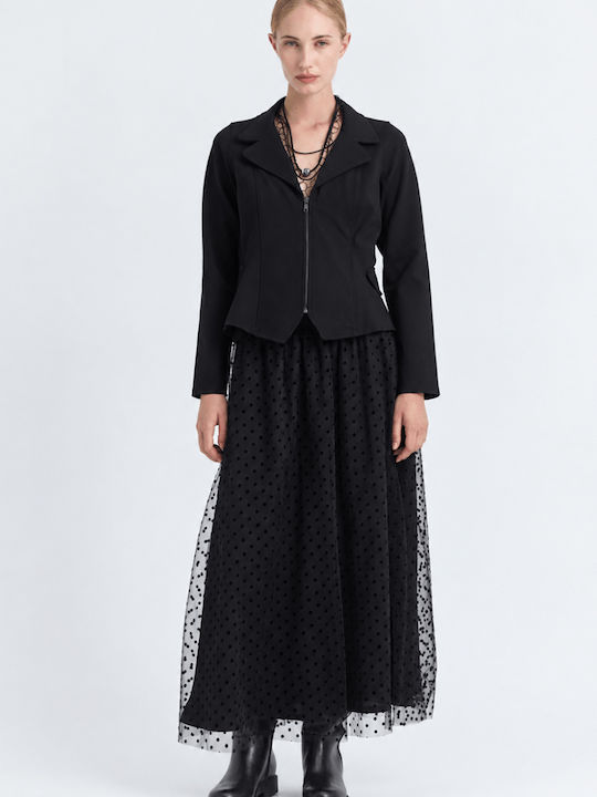 Namaste Long Women's Waisted Blazer Black