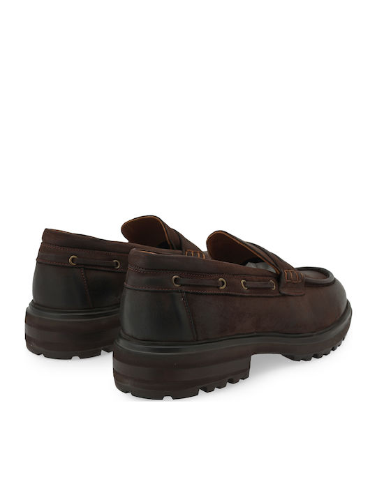 Δερμάτινα Ανδρικά Loafers σε Καφέ Χρώμα