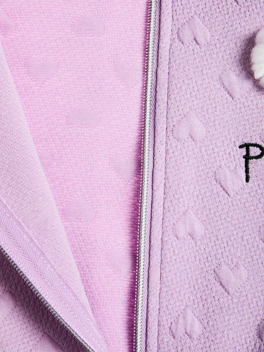 Kinder-Strickjacke mit Kapuzen in Flieder