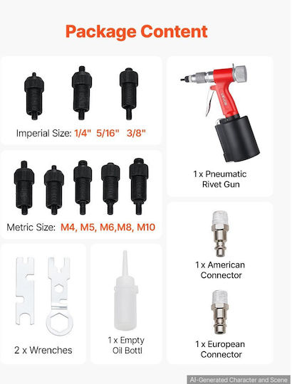 Vevor Nituitor Pneumatic pentru Piulițe 8 Capete M4-M10 1 4"-3 8" Qdlmj2680lbs01fvo001v0