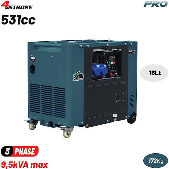 Bormann Pro BGB9773 Трифазен Дизелов Генератор Четиритактов С Колела