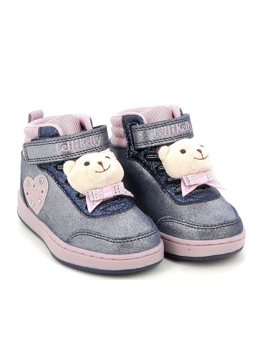 Kids Ankle Boots with Laces & Lights Blue