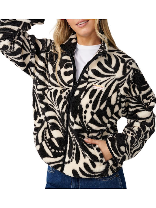Fleece Damen Strickjacke mit Reissverschluss Schwarze
