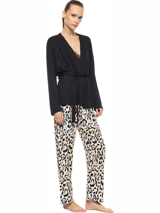 Pink Label Summer Women's Pyjamas Trousers Sand Leopard