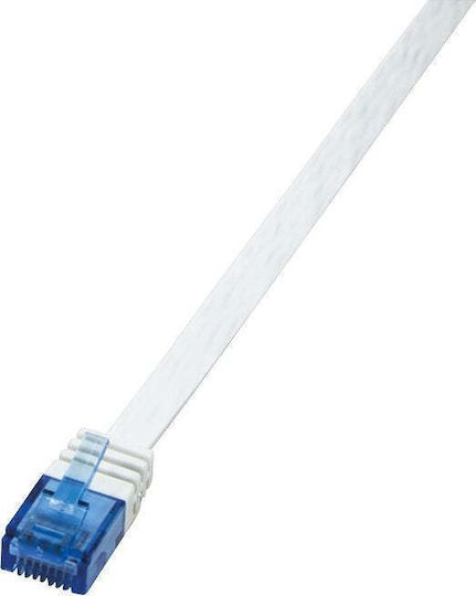 LogiLink Flaches U/UTP Kat.6 (Gigabit) Netzwerkkabel Ethernet 10m Weiß