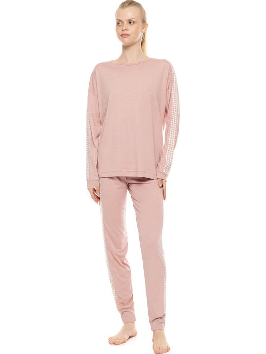 Pink Label Sommer Damen Schlafanzug Hose Rosa