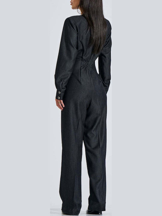 Damen Langärmige Jumpsuit Schwarz