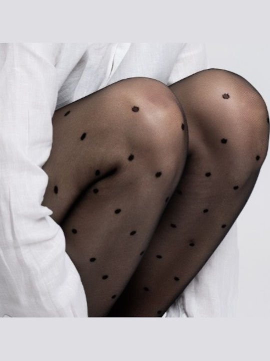 Durchsichtige Damenstrumpfhosen Ivy Schwarz mit Druck