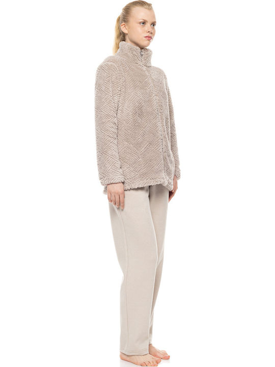 Pink Label Winter Women's Fleece Robe Sand Pink Label Winter Women's Fleece Robe Sand