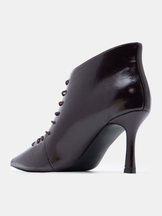 Suede Women's Ankle Boots with High Heel Brown
