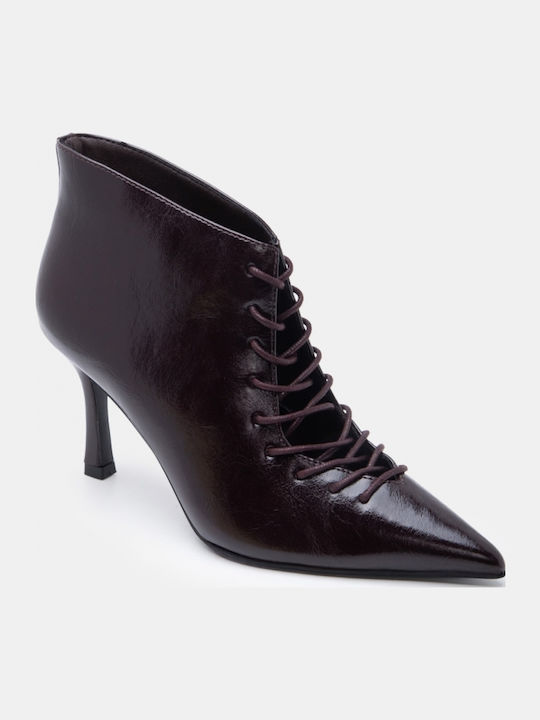 Suede Women's Ankle Boots with High Heel Brown